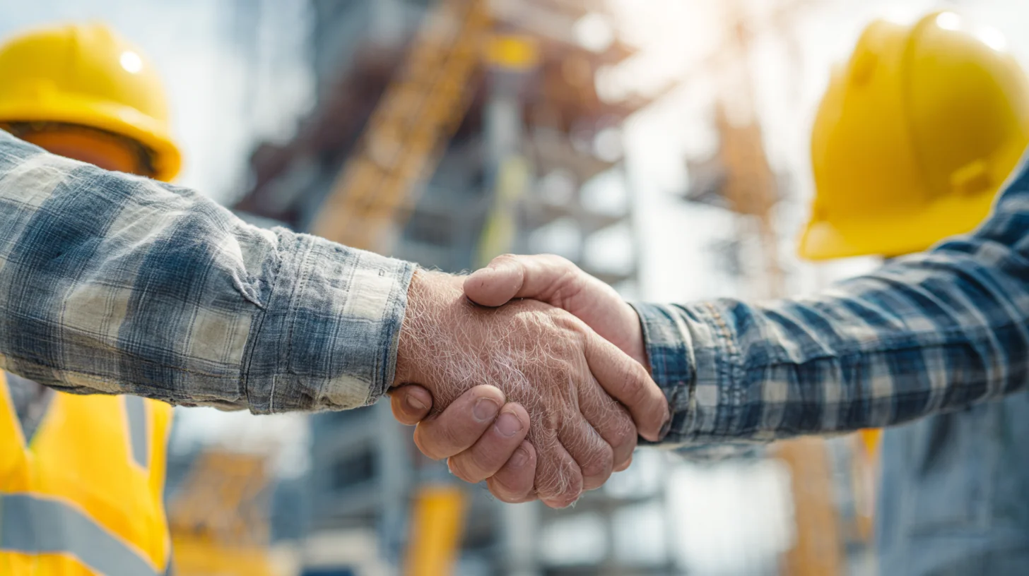 Builder and labour hire crew shaking hands on a Sydney site