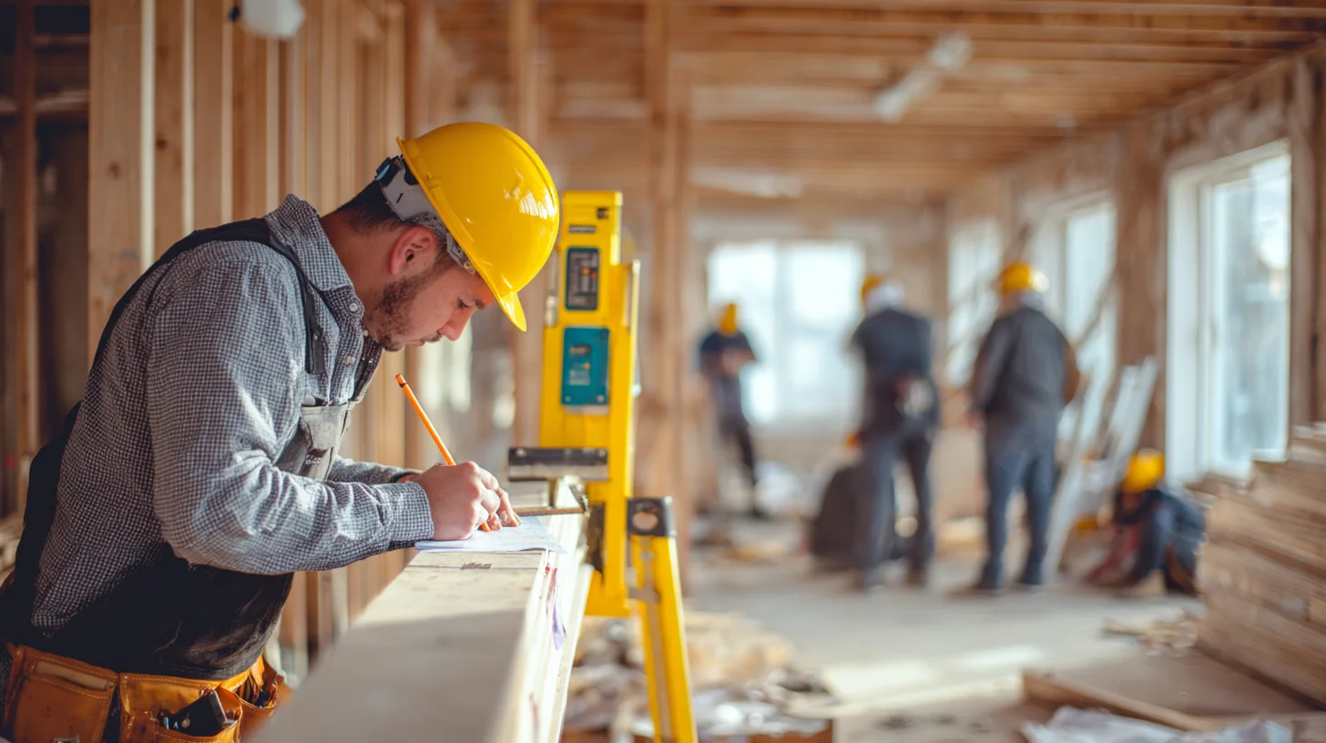 Construction worker completing SafeWork NSW Class B asbestos licence application paperwork