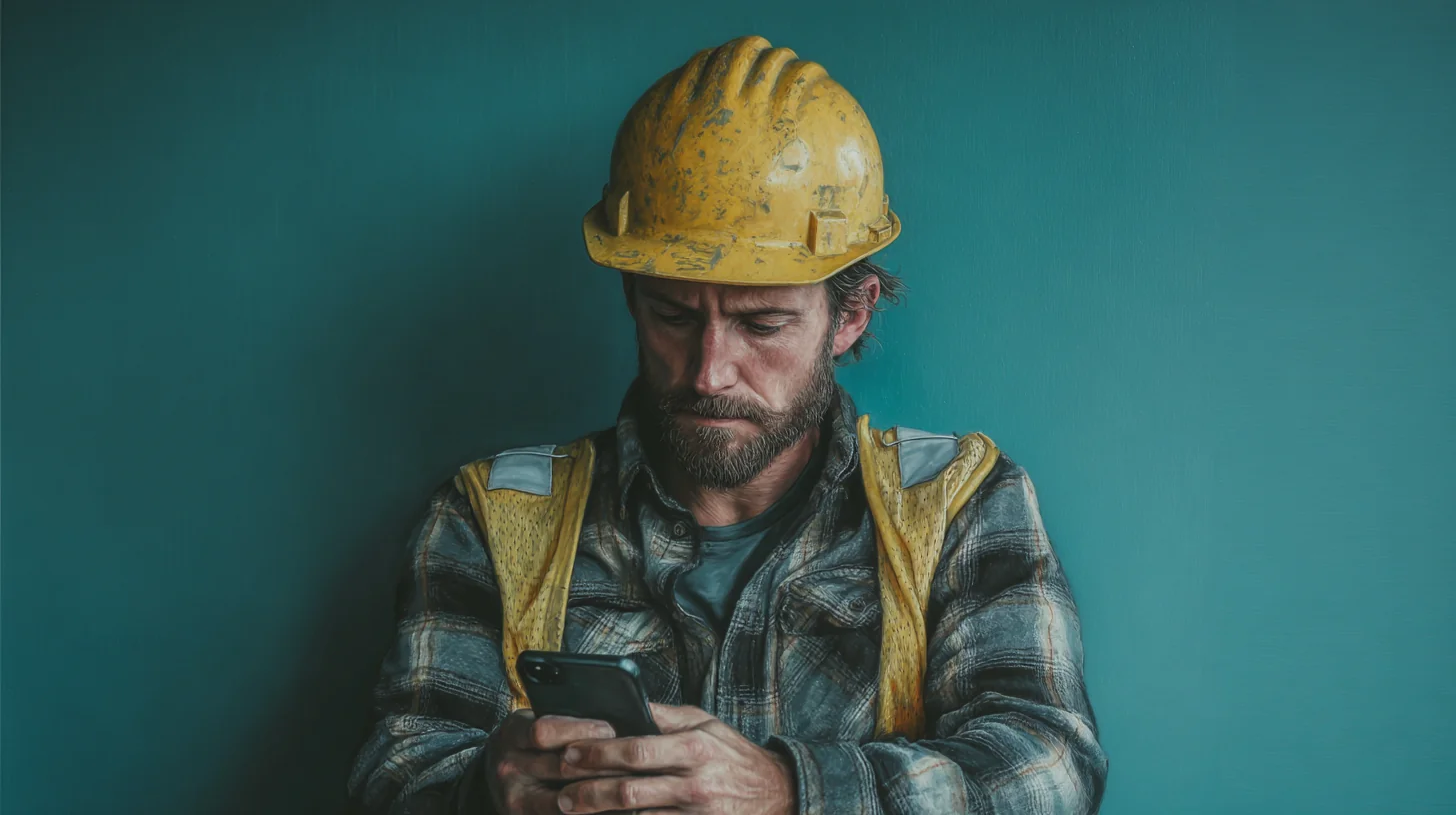 Sydney labour hire worker confirming site start time on phone