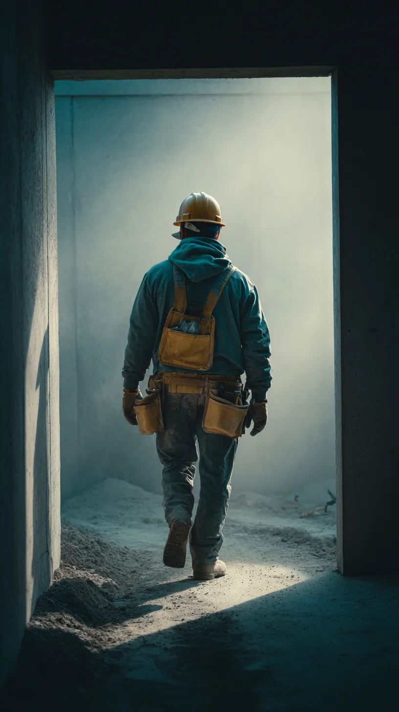 Construction worker walking through a doorway on a Sydney building site